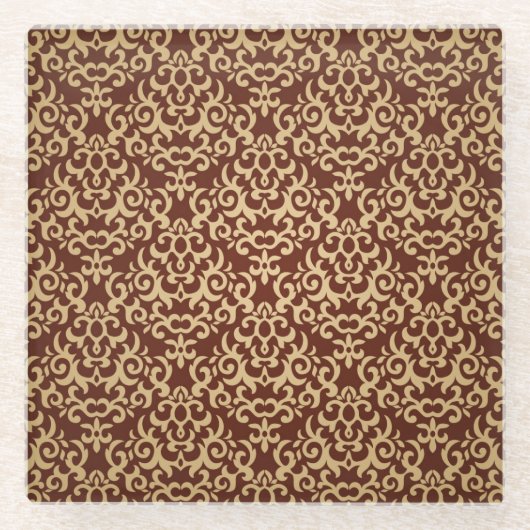 Damaspatroon op verloopachtergrond glazen onderzetter (Voorkant)