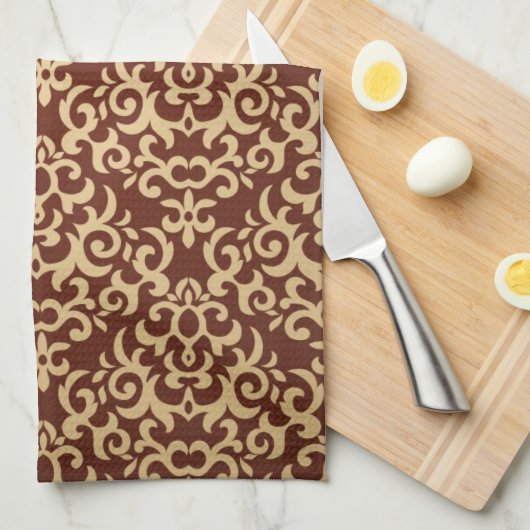 Damaspatroon op verloopachtergrond theedoek (Quarter Fold)