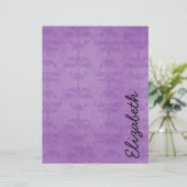 Damaspatroon, Paarse Damask, Jouw naam (Staand voorkant)