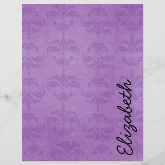 Damaspatroon, Paarse Damask, Jouw naam (Voorkant)