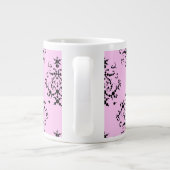 Damaspatroon, roze Damask, Monogram Grote Koffiekop (Achterkant)