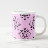 Damaspatroon, roze Damask, Monogram Grote Koffiekop (Rechts)
