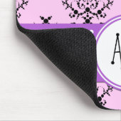 Damaspatroon, roze Damask, Monogram Muismat (Hoek)