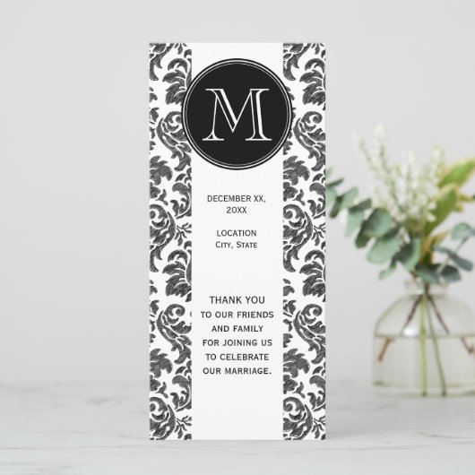 DamasPatroon zwart en wit Programmakaart (Staand voorkant)