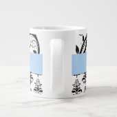 DamasPatroon, zwart-wit Damask, Jouw naam Grote Koffiekop (Achterkant)