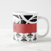 DamasPatroon, zwart-wit Damask, Jouw naam Grote Koffiekop (Rechts)