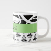 DamasPatroon, zwart-wit Damask, Jouw naam Grote Koffiekop (Rechts)
