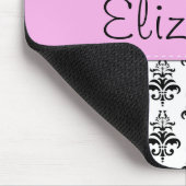 DamasPatroon, zwart-wit Damask, Jouw naam Muismat (Hoek)