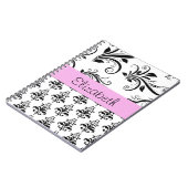 DamasPatroon, zwart-wit Damask, Jouw naam Notitieboek (Linkerzijde)