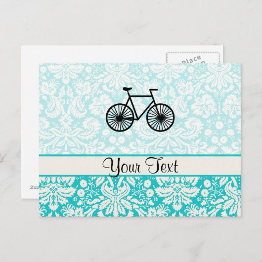 DamasPatroonfiets; Groenblauw Briefkaart (Voorkant / Achterkant)