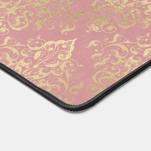 Damasroze en goudelegant  Victoriaans Bureaumat (Hoek)
