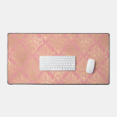 Damasroze en goudelegant  Victoriaans Bureaumat (Keyboard & Muis)