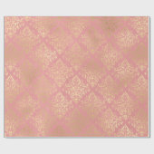 Damasroze en goudelegant  Victoriaans Cadeaupapier (Vlak)