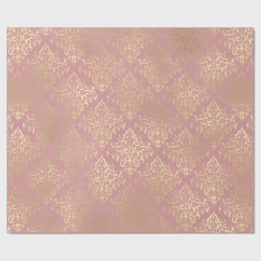 Damasroze en goudelegant Victoriaans Cadeaupapier (Vlak)