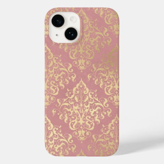 Damasroze en goudelegant  Victoriaans Case-Mate iPhone Case (Achterkant)