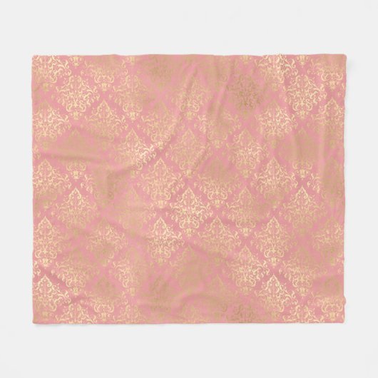 Damasroze en goudelegant Victoriaans Fleece Deken (Voorkant (Horizontaal))