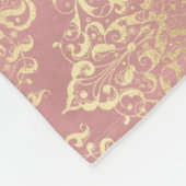 Damasroze en goudelegant  Victoriaans Fleece Deken (Hoek)
