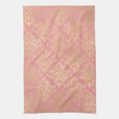 Damasroze en goudelegant  Victoriaans Theedoek (Verticaal)