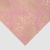 Damasroze en goudelegant  Victoriaans Tissuepapier (Detail)
