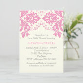 Damasroze, grijs, vrijgezellenfeest voor ivoorbrui kaart (Staand voorkant)