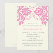 Damasroze, grijs, vrijgezellenfeest voor ivoorbrui kaart (Voorkant / Achterkant)