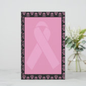 Damasroze lint ongeëvenaarde briefpapier (Staand voorkant)