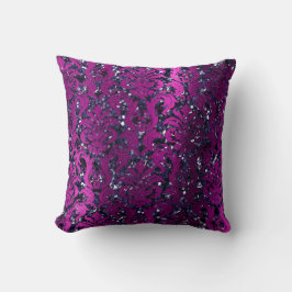 Damasroze magenta Metallic Blue Navy Glitter Kussen