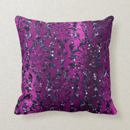 Damasroze magenta Metallic Blue Navy Glitter Kussen