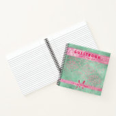 Damasroze Mint Green Baby shower Guest Book Notitieboek (Binnen)