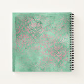 Damasroze Mint Green Baby shower Guest Book Notitieboek (Achterkant)