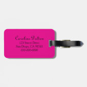  Damasroze, zwart, zilver Bagagelabel (Achterkant horizontaal)