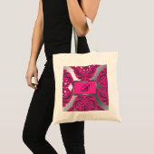 Damasroze, zwart, zilver Tote Bag (Voorkant (product))