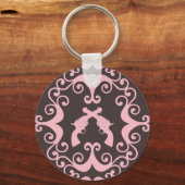 Damasroze zwarte pistolen slijmen westerne pistole sleutelhanger (Voorkant)