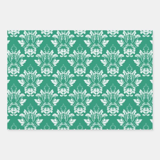 Damasstijl 3 kleuren inpakpapier vel (Voorkant)