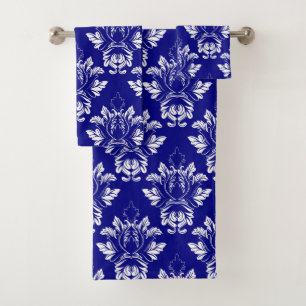Damasstijl Navy en White Bad Handdoek