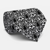 Damasstijl - zwart op wit stropdas (Opgerold)