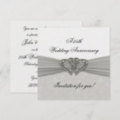 Damast 25e huwelijksjubileum uitnodiging (Voorkant / Achterkant)