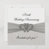 Damast 25ste huwelijksjubileum uitnodiging (Voorkant / Achterkant)