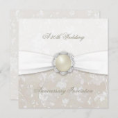 Damast 30-jarig huwelijksjubileum uitnodiging (Voorkant / Achterkant)