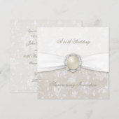 Damast 30e huwelijksjubileum uitnodiging (Voorkant / Achterkant)