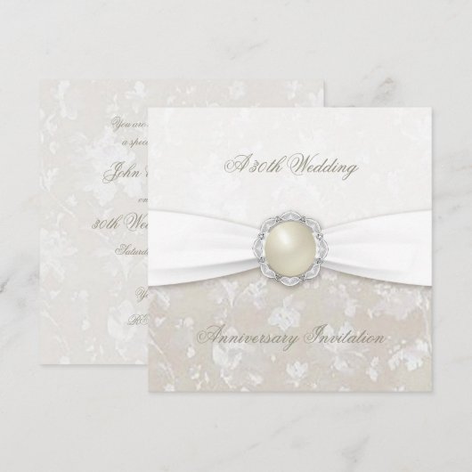Damast 30e huwelijksjubileum uitnodiging (Voorkant / Achterkant)