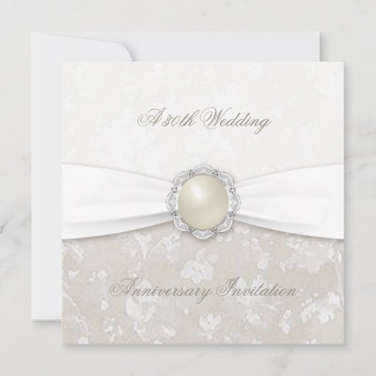 Damast 30e huwelijksjubileum uitnodiging (Voorkant)