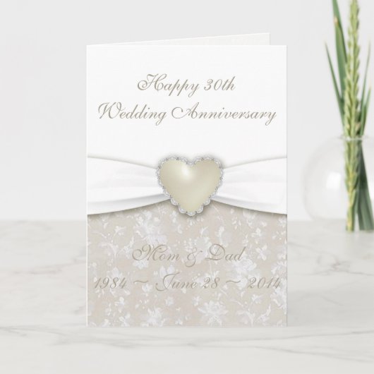 Damast 30e huwelijksverjaardag kaart (Voorkant)