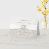 Damast 30e huwelijksverjaardag kaart (Gele Bloem)