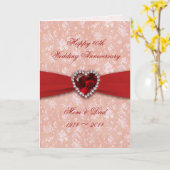 Damast 40e huwelijksjubileum ontwerp kaart (Gele Bloem)