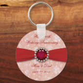 Damast 40e huwelijksjubileum ontwerp sleutelhanger (Voorkant)