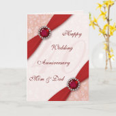 Damast 40e huwelijksverjaardag kaart (Gele Bloem)