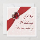 Damast 40ste huwelijksjubileum uitnodiging (Voorkant)