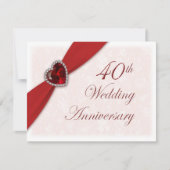 Damast 40ste huwelijksjubileum uitnodiging (Voorkant)