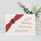 Damast 40ste huwelijksjubileum uitnodiging (Staand voorkant)